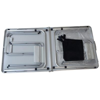 24. Klappbarer Campingtisch 120x60x70/62/55cm, 4 Stühle und Ablage