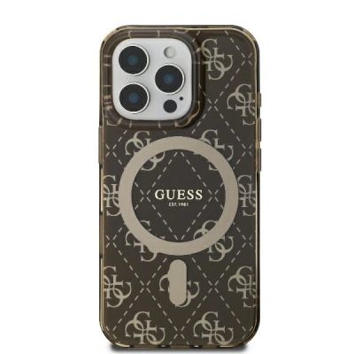 3. Guess IML 4G Background MagSafe-Hülle für iPhone 16 Pro Max – braun