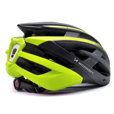 5. Wozinsky MTB-Fahrradhelm mit abnehmbarem Visier und USB-Rücklicht, Größe L – Schwarz und Gelb