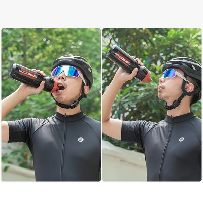 10. Rockbros 750 ml Fahrradflasche – Transparent Schwarz mit rotem Mundstück
