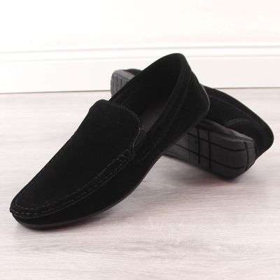 7. Herren-Slipper aus Wildleder mit Lochmuster, schwarz, News 4873