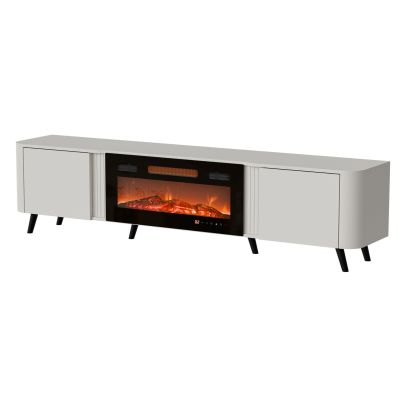 4. VOLARE TV-Schrank 200x39x49 Kaschmir + Kamin