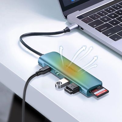 5. Ugreen CM1956in1-Adapter USB-C – HDMI / 2x USB-A 3.0 / USB-C PD/SD/TF-Leser – Grau