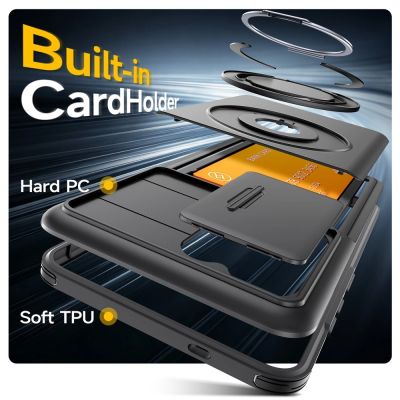 3. Magnetische Hülle für Samsung Galaxy S26 Ultra mit 360°-Metallring und Kameraabdeckung – Schwarz