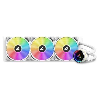3. Sharkoon S90 All-in-One-Flüssigkeitskühler für Prozessoren, 12 cm, Weiß, 1 Stück