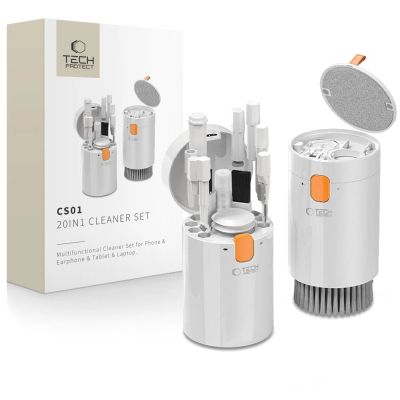 Tech-Protect 20-in-1 Multifunktions-Reinigungsset für Smartphone, Tablet, Laptop und Kopfhörer – Weiß