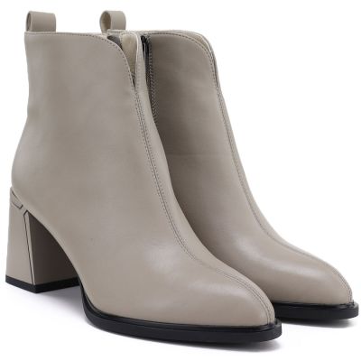 3. Beigefarbene Damen-Ankle-Boots aus Leder mit hohem Absatz, Modell Vinceza 67057