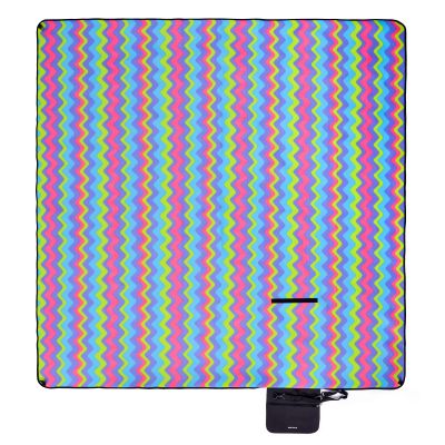 8. METEOR PICKNICKDECKE 200x200 cm XXL Zickzack mehrfarbig