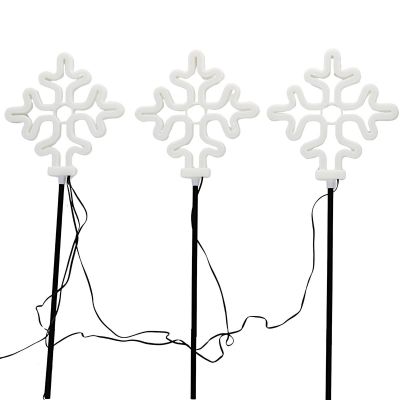 2. Dekorative Gartenleuchten, 3er-Set, Schneeflocken-Neon