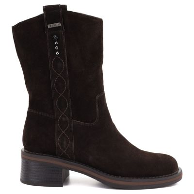 2. Damen-Ankle-Boots aus Leder, Cowboy-Stiefel, Wildleder, Schokoladenbraun, Big Star UU274607