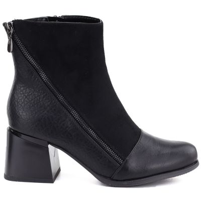 2. Gefütterte Damen-Ankle-Boots mit Blockabsatz, schwarz, M.Daszyński SA269-5