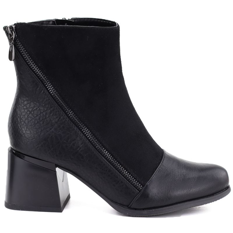 2. Gefütterte Damen-Ankle-Boots mit Blockabsatz, schwarz, M.Daszyński SA269-5