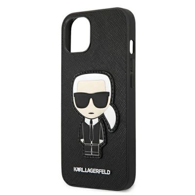 6. Karl Lagerfeld Saffiano Ikonik Karl's Patch Case für iPhone 13 mini - Schwarz