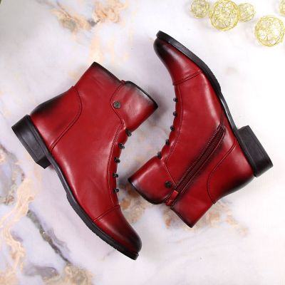 5. Jezzi W JEZ52G rote isolierte Stiefeletten mit Verzierungen