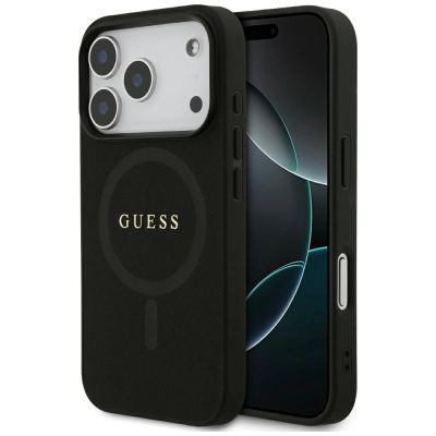 Guess Saffiano Classic Logo MagSafe Case für iPhone 17 Pro - Schwarz