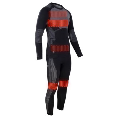 32. GLOVII Beheizbares Thermoaktiv-Unterwäsche-Set, Sweatshirt und Hose, Größe L, Schwarz, inklusive Batterien und Ladegerät, GXBL
