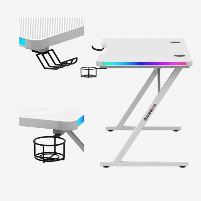 9. Huzaro Hero 2.5 Weißer RGB-Gaming-Schreibtisch