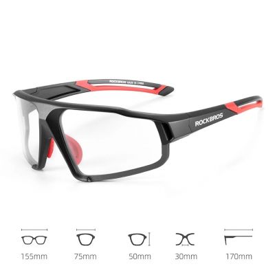 2. Rockbros SP216BK Photochrome UV400-Fahrradbrille, Schwarz und Rot