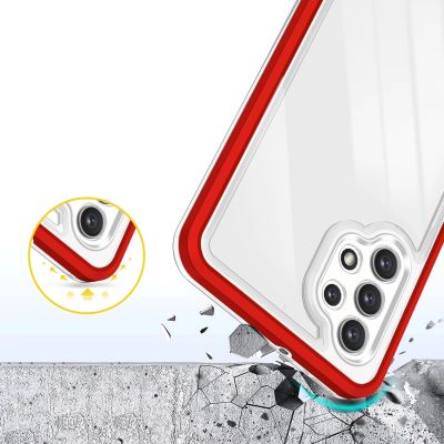 6. Klare 3in1 Hülle für Samsung Galaxy A32 5G Frame Gel Cover Rot