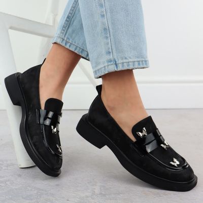 5. Damen-Loafer mit Schmetterlingsmotiv, schwarz, Potocki SZ12650