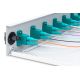 12. FO-Patchpanel mit Ausstattung 19 Zoll 1 HE, 12x LC DX, OM3, Anschlusskabel, Adapter, Einschubfächer, verschiebbar, grau
