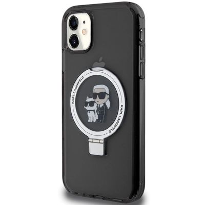 2. Karl Lagerfeld Ring Stand Karl&Choupette MagSafe Hülle für iPhone 11 / Xr – Schwarz