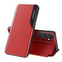 Eco Leather View Case Hülle für Samsung Galaxy S25+ mit Klappe und Ständer – rot