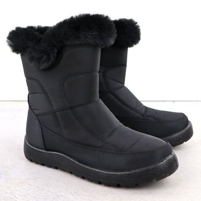 6. Schwarze, flache, gefütterte Damen-Schneestiefel Potocki KI24322