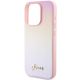 6. Guess Saffiano Iridescent Script Hülle für iPhone 14 Pro Max – Rosa