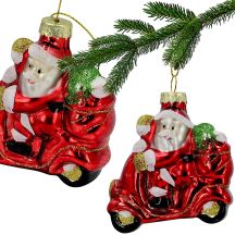 GLASKUGEL ALS FORMFIGUR WEIHNACHTSMANN AUF MOTORRAD SASKA GIFT & DECOR