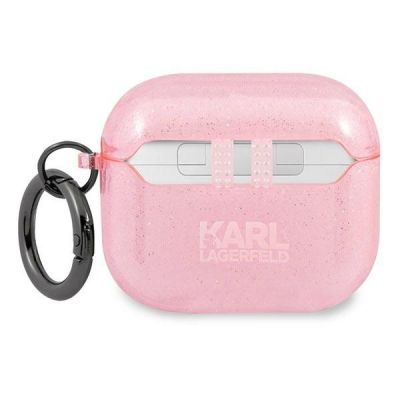 2. Karl Lagerfeld Glitzer Karl's Head Case für AirPods 3 – Pink