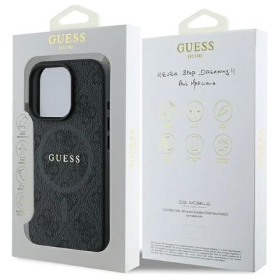 8. Guess 4G Ring Classic Logo MagSafe-Hülle für iPhone 16 Pro Max – Schwarz