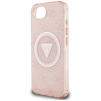 6. Guess IML Metal Glitter 4G Circle Triangle MagSafe Hülle für iPhone 16e - Pink