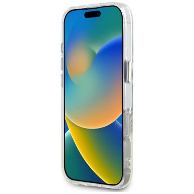 5. Guess IML Metal Colored Circle Classic Logo MagSafe Hülle für iPhone 16 Pro - Weiß