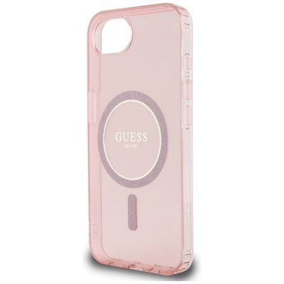 6. Guess IML Glitter Circle MagSafe Hülle für iPhone 16e - Pink