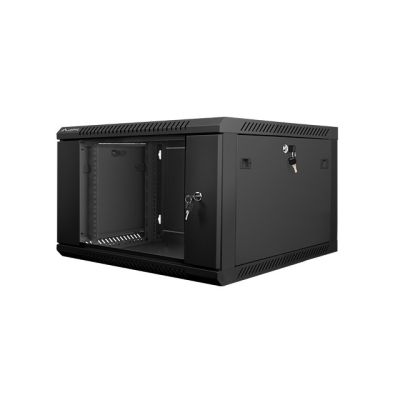 5. Lanberg WF01-6606-10B einteiliger Schrank (6 HE; 368 mm / 600 mm / 600 mm; Wandmontage; Glas; 19 Zoll; schwarz)