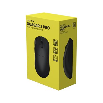 7. HATOR Quasar 3 Pro Kabellose Gaming-Maus, Rechtshänder, RF-Funk + Bluetooth + USB Typ-C, optischer Sensor, 30000 DPI