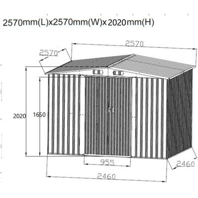 2. Metall-Gartengerätehaus 257 x 257 x 202 cm