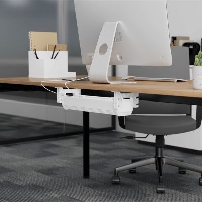 MACLEAN Kabelorganizer/Verlängerungskabel für unter den Schreibtisch, max. 5 kg, weiß, MC-106 W