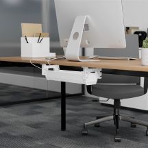 MACLEAN Kabelorganizer/Verlängerungskabel für unter den Schreibtisch, max. 5 kg, weiß, MC-106 W