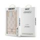 8. DKNY Lederhülle mit kariertem Monomuster und bedruckten Streifen für iPhone 14 Pro – Rosa