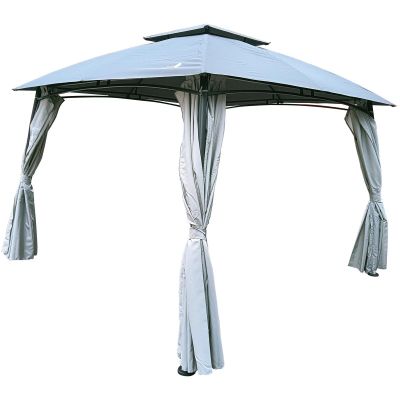 4. Gartenpavillon 3x3x2,6M mit grauen Vorhängen