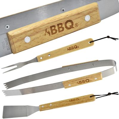 23. 3-in-1 Grillbesteck-Set mit Holzgriff