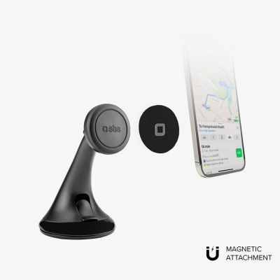 4. SBS TESUPPWINDWIDEK Smartphone-Halterung, MagSafe-kompatibel, für Armaturenbrett/Fenster – Schwarz