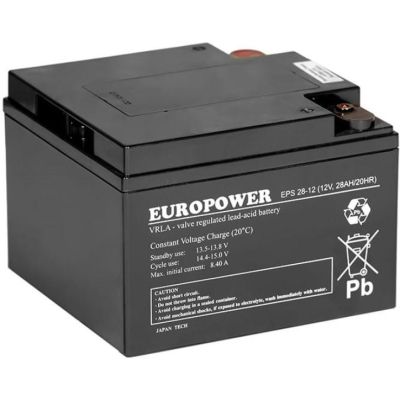 EUROPOWER EPS Serie AGM Batterie 12V 28Ah (Lebensdauer 8-12 Jahre)