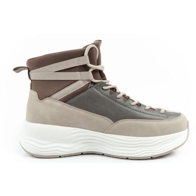 4. Lee Cooper Damen Sport-Sneaker, modisch, bequem, Overknee, beige