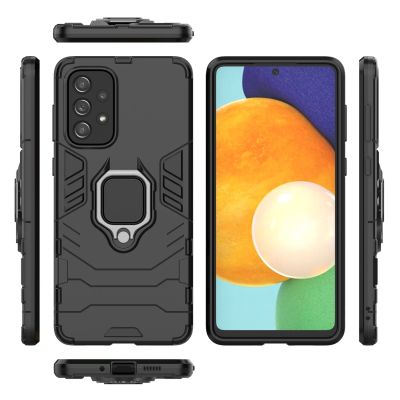 5. Ring Armor Tough Hybrid Case Cover + Magnethalter für Samsung Galaxy A73 schwarz