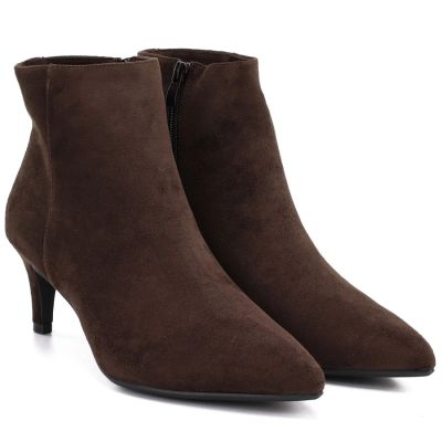 13. Gefütterte Damen-Ankle-Boots mit niedrigem Absatz, Wildleder, braun, Sergio Leone BT-65