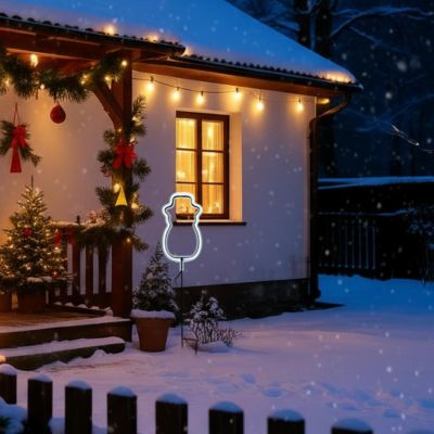 14. NEONSCHNEEMANN WEISS 81 LED BATTERIEBETRIEBEN 14,5x96CM LUCA
