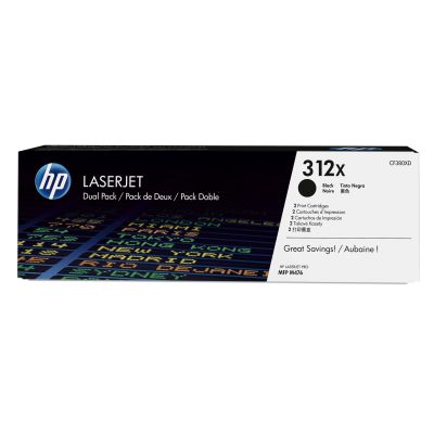 HP 312X 2er-Pack Original LaserJet Tonerkartuschen mit hoher Reichweite, Schwarz